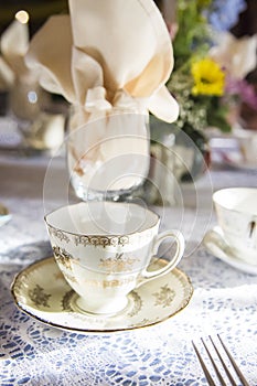 Tea Party Place Setting For Wedding Reception Tables