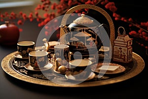 Tea party set oriental. Generate Ai