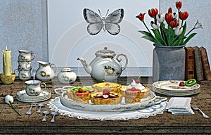 Tea and Pastries 3D CG