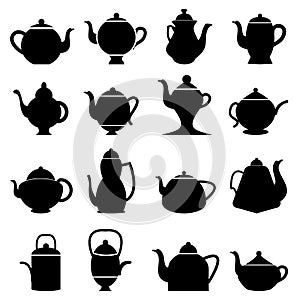 Tea pot icons set