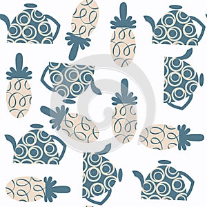 Tea pot seamless pattern. It is located in swatch menu, i