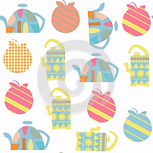 Tea pot seamless pattern vector. It is located in swatch menu