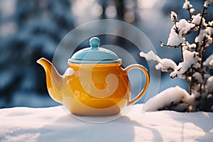 tea pot winter time illustration photo