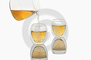 Tea pouring into Double-wall Glass Tea Cup