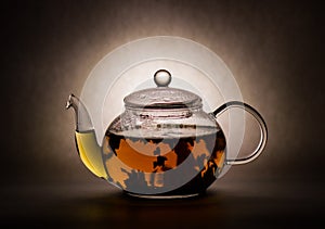 Tea preparation in a glass teapot