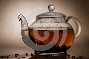 Tea preparation in a glass teapot