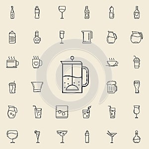 tea press dusk icon. Drinks & Beverages icons universal set for web and mobile