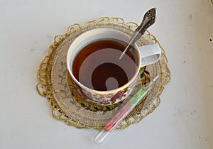 Tea with raspberry Jam and thermometre