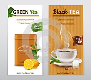 Tea Realistic Advertisement Banners Set