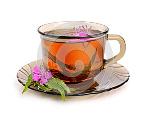 Tea with rosebay willowherb in glass. photo