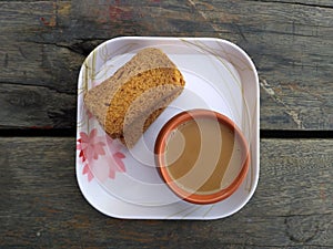 Tea and rusks in plate