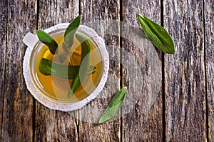 Tea with sage leaves