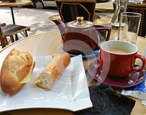 Tea and sandwich in Paris cafe