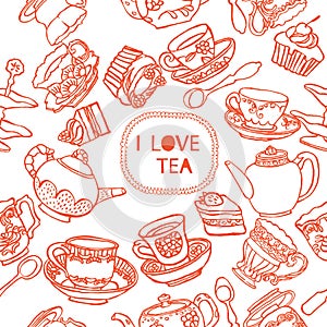Tea seamless pattern