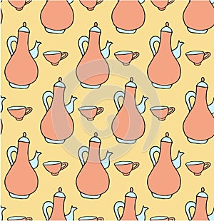 Tea seamless pattern pastel colors