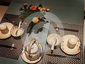 Tea set decoration