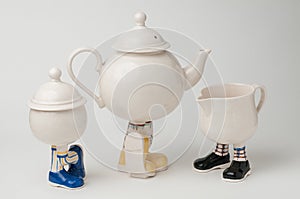 Tea set with legs