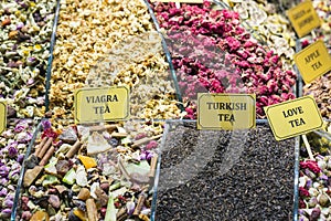 Tea shop in Grand Bazaar, Istanbul, Turkey.