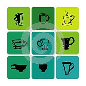 Tea shop logo set illustration