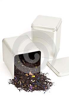 Tea spilling out of a tea box