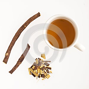 Tea and stems of licorice - Glycyrrhiza glabra