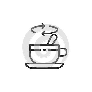 Tea stirring with spoon line icon