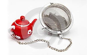 Tea strainer on white background