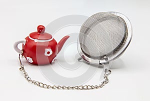 Tea strainer on white background