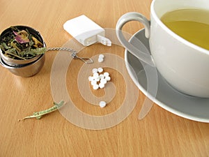 Tea with sweetener tablets