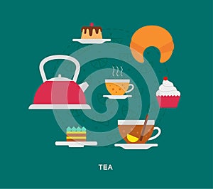 Tea and sweets icons