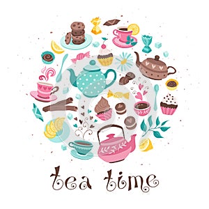 Tea time circle composition