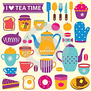 Tea time clip art set