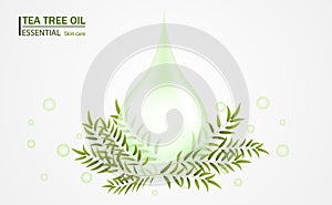 Tea tree oil drop of essential oil. Vector illustration