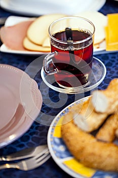 Tea in a Turkish Traditional Breakfast Table