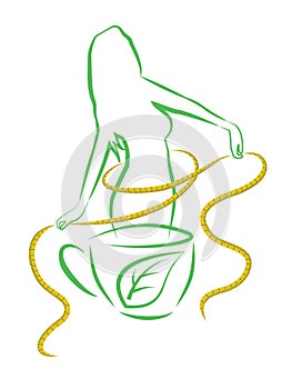 Tea for weight loss. Vector illustration.