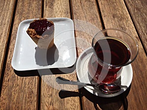 Tea on wooden table