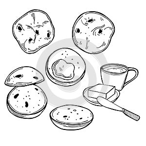 Teacakes. Sketch illustration