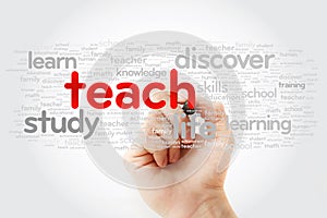 TEACH word cloud with marker, education concept background