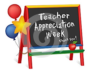 Teacher Appreciation Week, Stars and Balloons, Chalkboard Easel for Children photo