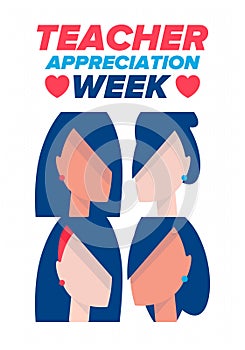 Teacher Appreciation Week in United States. Celebrated in May. In honour of teachers. School and education. Vector