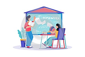 A teacher assigns homework to students