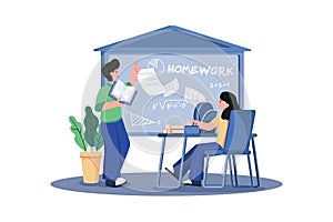 A teacher assigns homework to students