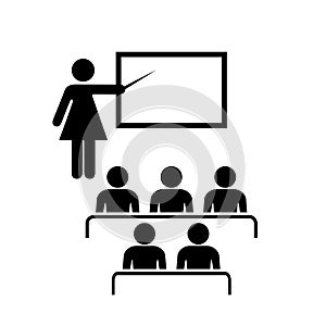 Teacher and audience vector icon