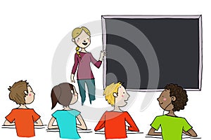 Teacher at blackboard