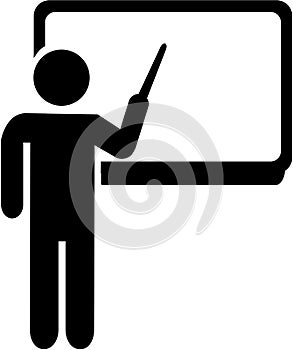 Teacher on blackboard icon