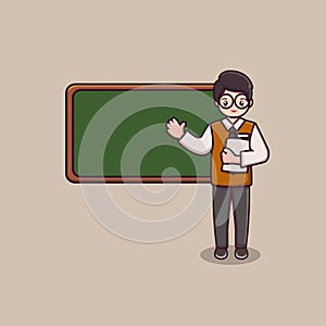 Teacher character vector in front of white board