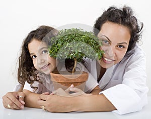 Teacher child plant