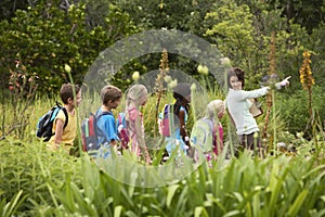 Teacher With Children On Field Trip