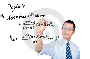 Teacher drawing a Mathematical formula