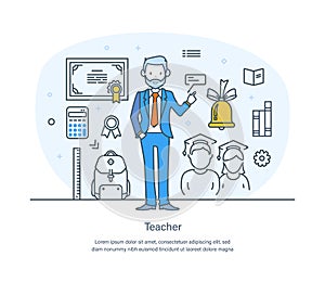 Teacher, education concept, personal teacher service, educational webinar